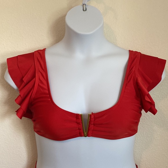 Red Ruffle Bikini 0X - Picture 4 of 7